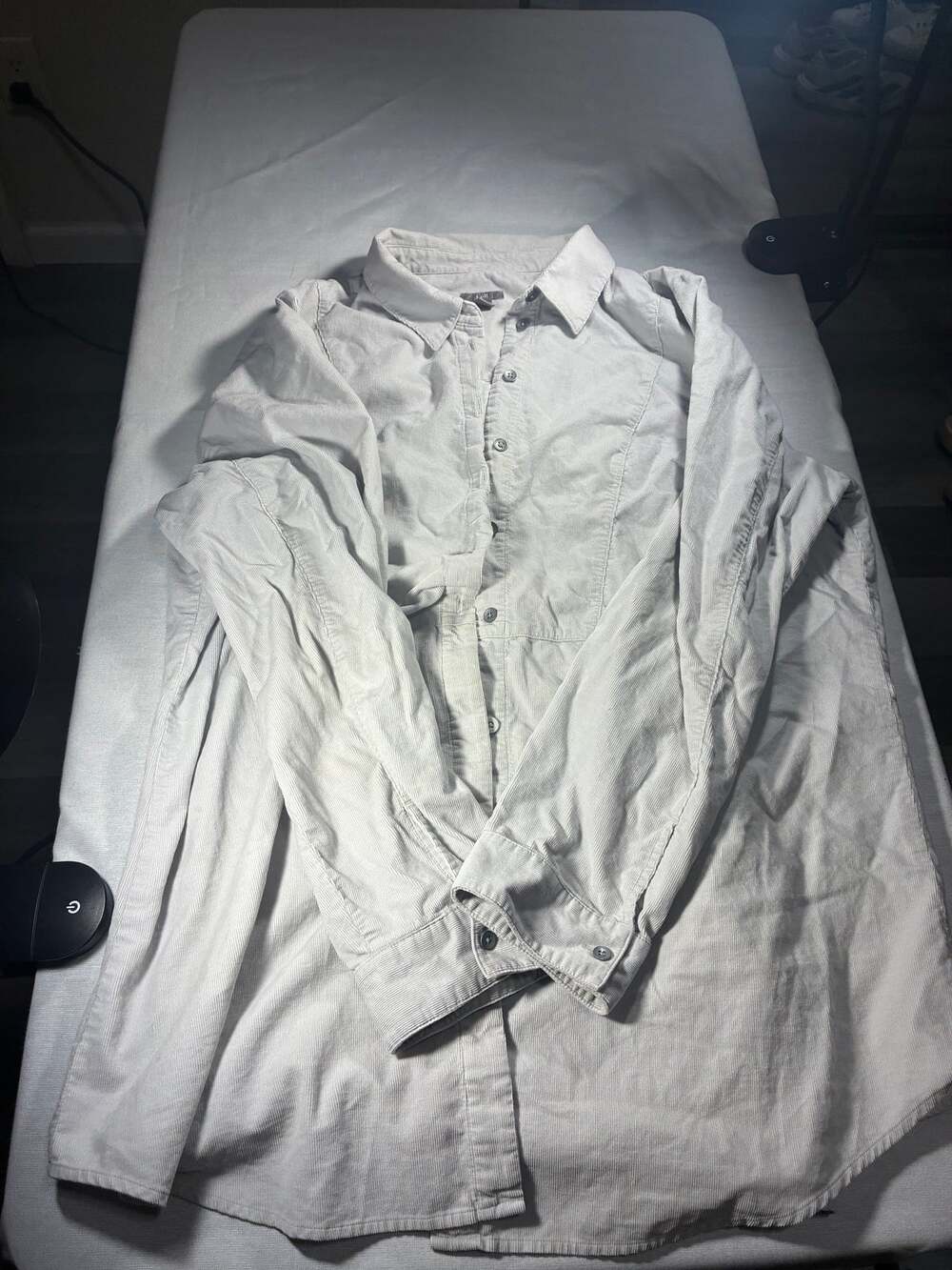 J.Jill Gray Corduroy Button Up Shirt Vintage Inspired Minimalist XL